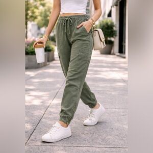 GAP Olive Green Utility Jogger Pants Cargo Style Joggers Drawstring Waist Size M